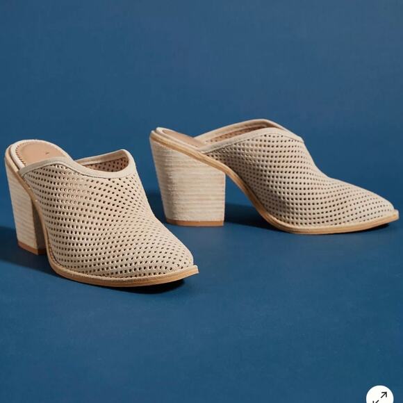 Anthropologie Shoes - ANTHROPOLOGIE | Blaire Mules Laser Cut Perforated Slide-on Booties Heel | 8.5
